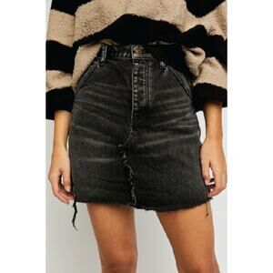 NWOT Free People We The Free Brea Cut Off Denim Skirt Size 28 in Faded Black